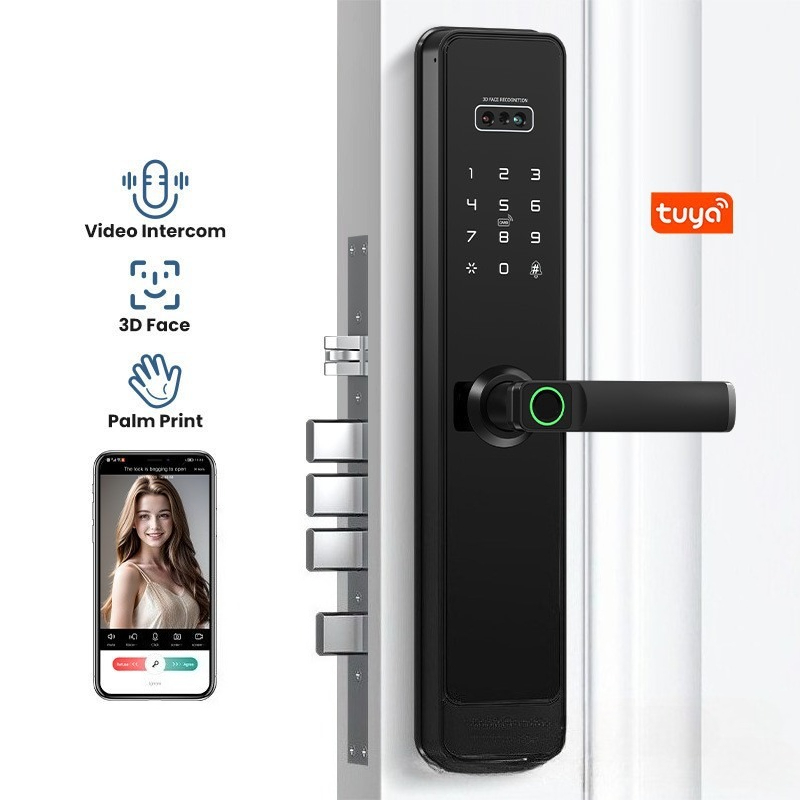 Smart Door Lock Wifi - EGFirtor Halbautomatisches Tuya Fingerabdruck-Passwortschloss Fernentriegelung per